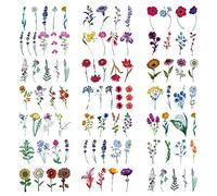 TSHAOUN 20 Sheets Colorful Tiny Flower Temporary Tattoos, Lavender Lily Sunflower Flower Fake Tattoo for Women Girl Kids Adult Neck Face Hand Feet Tattoo Sticker Set, Total 85 Patterns (Colorful)