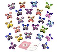 TSHAOUN 25 Pieces Magic Flying Butterfly, Clockwork Butterfly Card, Rubber Band Powered Butterfly Magic Fairy Flying Butterfly for Birthday Gifts, Performance Props, Surprise Gifts (Random Color)