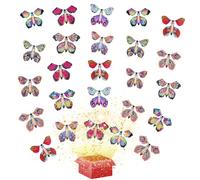 TSHAOUN 25 Pieces Magic Flying Fairy Butterfly Clockwork Butterfly Toy Magic Fairy Flying Butterfly Card for Birthday Gifts, Performance Props, Children Surprise Gifts, Magic Show (Random Color)