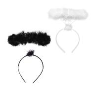 TSHAOUN 2pcs Ange Halo, Angel Headbands Feather Halo Halloween Angel Costume Feather Halo Headband, Perfect Accessory for Halloween Christmas Carnival Costume (black,white)
