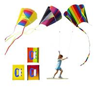 TSHAOUN 3 Pieces Pocket Kite For Children, Rainbow Kite Kids Adult Colorful Pocket Kite with Long Tail, Easy Flyer Kite, Beach Game Outdoor Activities for Beginner, Gift to Boys Girls (Colorful)
