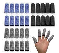 TSHAOUN 30 Pcs Finger Cots Reusable Finger Protectors Anti Cutting Finger Cover Finger Sleeve, Thumb Protector Cut Resistant Protection for Kitchen,Garden, Work, Sculpture (Black,Blue,Grey)