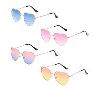 TSHAOUN 4 Pieces Heart Shape Hippy Specs Glasses Sunglasses Thin Metal Frame Hippie Sunglasses, 60s 70s Carnival Hippie Party Decoration Glasses for Hippie Fancy Dress Accessory (4)