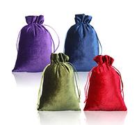 TSHAOUN 4 Pieces Package Soft Velvet Gift Bags, Velvet Drawstring Bag, velvet gift bags, jewellery pouches,13x20 cm Velvet Drawstring, Reusable Drawstring Storage Pouch Jewellery Crystal Bags (4 PCS)
