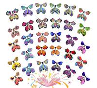 TSHAOUN 40 Pieces Magic Flying Butterfly Rubber Band Powered Butterfly Magic Fairy Flying Butterfly Card for Birthday Gifts, Performance Props, Surprise Gifts, Magic Show Decoration (Random Color)