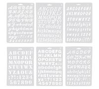 TSHAOUN 6 PCS Plastic Letter Stencil Alphabet Painting Reusable Stencils, Assorted Styles Plastic Number and Letter, Letter Stencils Set, Artistic Drafting Drawing Templates Stencil Set (White)