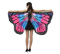 TSHAOUN Butterfly Wings Halloween Butterfly Cloak Fairy Wing Cape Womens Butterfly Shawl Pixie Cosplay Accessory Soft Butterfly Cape Costume for Girls Women (rose red)