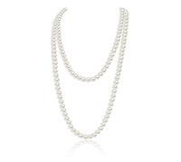 TSHAOUN Long Pearl Necklace, 1920s Artificial Pearl Drop Choker Beads Vintage Fashion Necklace for Brides Wedding Party Accessories, 150cm Pearls