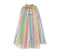 TSHAOUN Princess Cape - Colorful Glittering Mesh Cape for Girls' Cosplay, Princess Theme Party, Birthday, Halloween, Carnival