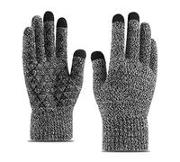 TSHAOUN Winter Warm Touchscreen Knitted Gloves - Anti Slip Thermal Windproof for Men Women (Grey)