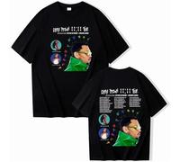 Tshirt Chris Brown 11:11 Tour T-Shirt Unisex Harajuku O-Neck Short Sleeve Shirt Fan Gift Hip-Hop Singer Cotton T-Shirt XS-3XL-Black||L