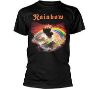 Tshirt Rainbow Rising Album Band Men Black Large Tee UNIS Funny girf tee Black 3XL