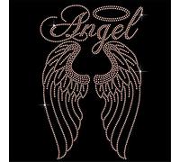 TShirt Showroom Angel with long wings Hotfix Rhinestone Diamante Iron-on Transfer Motif Applique (Champagne)