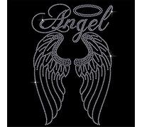 TShirt Showroom Angel with long wings Hotfix Rhinestone Diamante Iron-on Transfer Motif Applique (Crystal)