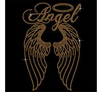 TShirt Showroom Angel with long wings Hotfix Rhinestone Diamante Iron-on Transfer Motif Applique (Topaz)