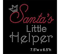 TShirt Showroom Christmas Santa's Little Helper Hotfix Rhinestone Diamante Iron on Transfer Motif Applique