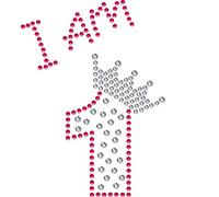 TShirt Showroom I am 1 Birthday Hotfix Rhinestone Diamante Iron on Transfer Motif Applique - Dark pink and Crystal