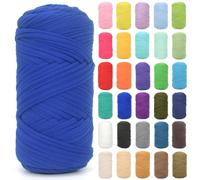 Tshirt Yarn for Crocheting,Royal Blue T Shirt Chunky Elastic Fabric Thick T-Shirt Crochet Yarn for Beginners Crocheting Hand Knitting Bag/Basket/Coasters/DIY Crafts/Home Decor 200G-Royal Blue