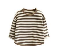 Tshirts for Kids Black&White Striped Round Neck T-Shirts Long Sleeves Tops Loose Fit Comfy Sweatshirt Back to School Classic Casual Spring Wear 2-10 Years