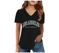 Tshirts for Kids Girls Age 3-13 Years Los Angeles T Shirts Tunic Tops for Teenage Girls Short Sleeve V Neck Graphic Summer Athletic Casual School Vacation Blouse (12-13 Years, Black)