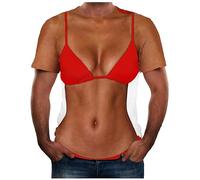 Tshirts Men UK 3D Creative Print Tee Shirts Bikini Summer Casual Crew Neck Short Sleeve Shirts Novelty Costume Funky Pattern Tops Funny Holiday Party Pullover