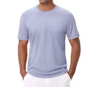 Tshirts Men UK Classic Solid Short Sleeve Tshirt Summer Comfy Breathable Basic Tops Simple Soft Lightweight Stretch Tee Shirts Mens T Shirt for Vacation Lounge Wear (Light Blue,XXL)