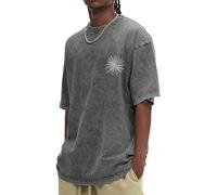 Tshirts Men UK Mens Oversized T Shirts Vintage Acid Washed T Shirts Short Sleeve Heavy Cotton Summer Tops Baggy Graphic Tees Mens Work Tops Athletic Sport Gym Wear Loose Streetwear Plus Size-L