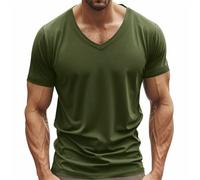 Tshirts Men UK Plain V-Neck Short Sleeve Slim Fit Quick-Dry Moisture Wicking Stretch Breathable T Shirt Gym Workout Athletic Muscle Training Outdoor Top (JN, M)