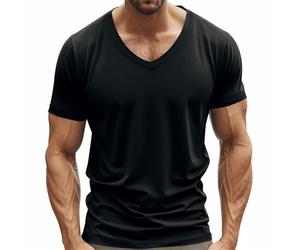 Tshirts Men UK Plain V-Neck Short Sleeve Slim Fit Quick-Dry Moisture Wicking Stretch Breathable T Shirt Gym Workout Athletic Muscle Training Outdoor Top