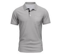 Tshirts Men UK, Polo Shirts Short Sleeve Solid Lightweight Breathable Golf for Adult Tennis Collared T Shirt with Pocket Muscle Fit T Shirt Dress Black Tshirt (5XL, Light Gray)