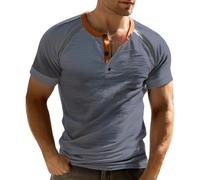 Tshirts Men UK Summer Casual Short Sleeve Button down Vintage Stylish Round Neck Henley Shirts Classic Regular Fit Lighweight Breathable T Shirts Comfy Daily Work out Sport Running Tshirt T-Shirt