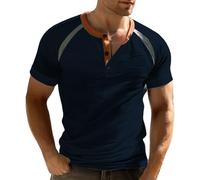 Tshirts Men UK Summer Casual Short Sleeve Button down Vintage Stylish Round Neck Henley Shirts Classic Regular Fit Lighweight Breathable T Shirts Comfy Daily Work out Sport Running Tshirt T-Shirt