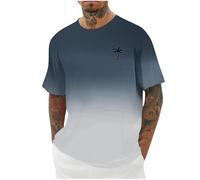 Tshirts Men UK Summer Short Sleeve Coconut Printed Gradient Color Crew Neck Casual Shirt Regular Fit Stylish Sport Running Tshirt Comfy Daily Work Out Lightweight Breathable T Shirts Tees T-Shirt