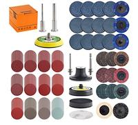 Tshya Pack of 270 Sanding Discs 50 mm Velcro for Drills and Sanders with 3 mm and 6 mm Shaft Backing Plate, Includes 2 Inch Roll Lock Sandpaper in 36-3000 Grit