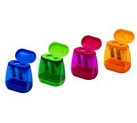 TSI 45024 Double Pencil Sharpener Boxes Can be Closed on Both Sides in Pink, Green, Blue and Orange, Item No. 45024