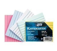 TSI 65898 Index Cards Assorted Colours Pack of 100 Lined Size DIN A8 (74 x 52 mm)