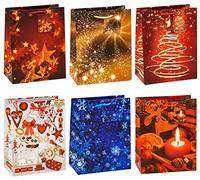 TSI 83018 Gift Bags Christmas No 8, Pack of 12, Size: Medium (7 x 4 x 9 inch), 83018-A