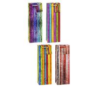 TSI 84281 Gift Bags Stripes, Pack of 12, Size: Bottle (4.5 x 3 x 14 inch), 84281-A