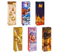 TSI 84287 Gift Bags Christmas No. 7, Pack of 12, Size: Bottle (4.5 x 3 x 14 inch)