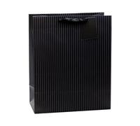 TSI 86310 Gift Bags Pinstripes Black, Pack of 12, Size: Large (10 x 5.5 x 12.5 inch)