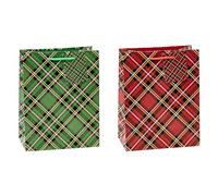 TSI 87012 gift bags Tartan, Pack of 12, size: medium (9 x 7 x 4 inch)