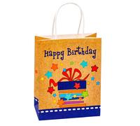TSI 88015 Happy Birthday Kraft Paper Gift Bags Medium 23 x 18 x 10 cm Pack of 6