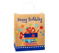 TSI 88315 Happy Birthday Kraft Paper Gift Bags Large 32 x 26 x 13.5 cm Pack of 6