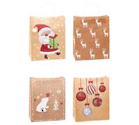 TSI Christmas Kraft Paper Gift Bags Pack of 12 Large (H x W x D) 32 x 26 x 12 cm