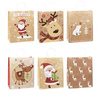 TSI Christmas Kraft Paper Gift Bags Pack of 12 Large (H x W x D) 32 x 26 x 12 cm Item No. 88316