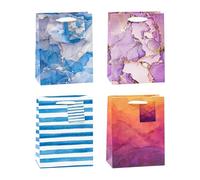 TSI Gift Bags with Horizontal Stripes, Medium, 3 Designs (Pack of 12)