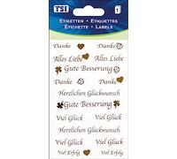 TSI Sticker Labels "Various Greetings", Print on Foil, Contents: 1 Sheet, Item No. 55316