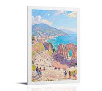 TSIDDKA Taormina Greek Theatre Sicily Sea View Living Bed Room Decor Modern Aesthetic Wall Art Posters Gift For Friend Frame-style 12x18inch(30x45cm)