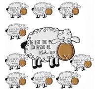Tsidkenu 10-Pack Christian Enamel Pins Set, HE LEFT THE 99 TO RESCUE ME little sheep Enamel Pins - Stylish Christian Lapel Pins for Women.