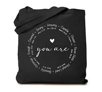 TSIIUO Women's You are Inspiration Canvas Tote Bag Funny Bible Verse Cute Graphic Reusable Shopping Canvas Bag, Black